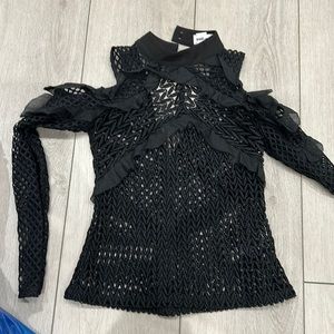 Self portrait thick patterned black top